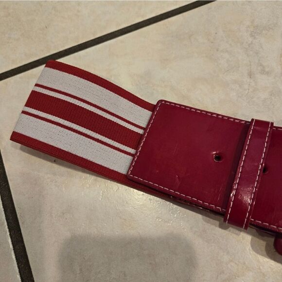 Express Red and White Women's Belt - Picture 4 of 8